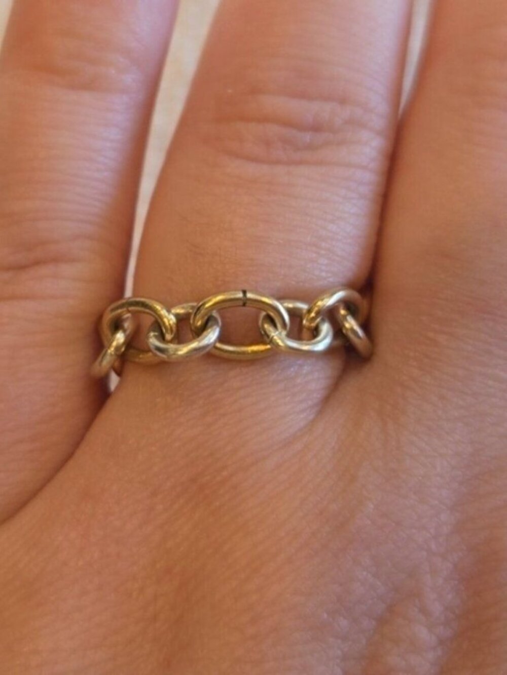 Elegant Alternating Gold and Silver Chain Link Ring Size 66